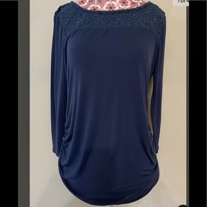 Maternity navy blue long sleeve lace top size small